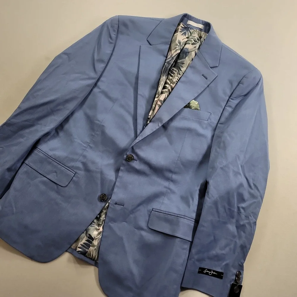 Sean John Solid Suit Jacket Mens‎ 40R 40 Light Blue Classic-Fit Cotton Blend NEW